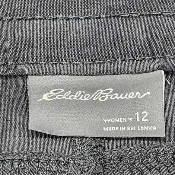 Eddie Bauer Pants Womens 12 Black Stretch Nylon Crop Capri Ruched Hem Outdoors - Picture 5 of 14